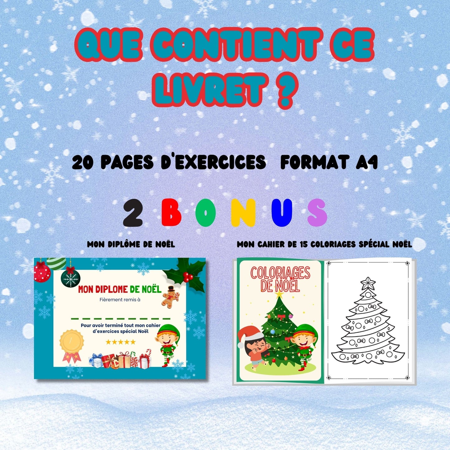 Pack Spécial Noël (Livret, Cahier de Coloriages et Diplôme)